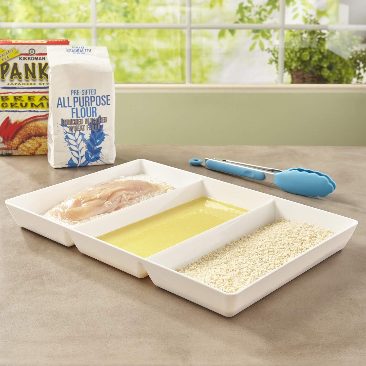  | Avant 15" x 10" Plastic 3-Section Serving Tray | set of 3 White: Platters