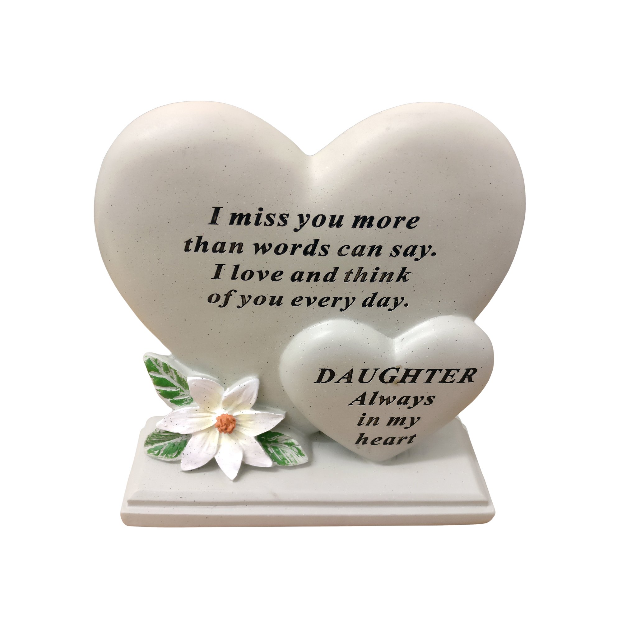 David Fischhoff Daughter Double Heart Plaque, Poly Resin, Cream, 17.5 x 5.5 x 19 cm