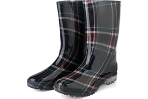 DaeRainy Women's Mid-calf Rain Boots Waterproof Non-slip for Gardens,Fishing,Farm,Outdoor Work Boots