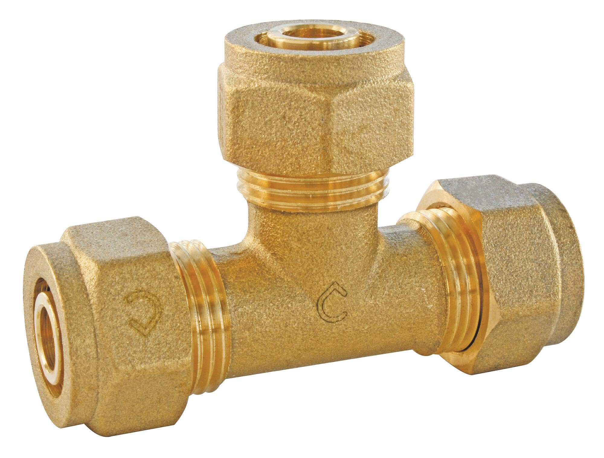 SOMATHERM FOR YOU 2032-16 Compression Tee (screw-on) equal diameter 16. Allows you to connect a tube per diameter 16 by simply screwing to a nut without a specific tool (2 flat keys are sufficient), Multi-coloured
