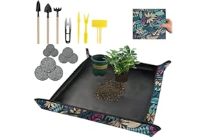 AKSIQEE Repotting Mat for Plant Transplanting and Mess Control 29.5"x 29.5" Oxford Fabric Waterproof Potting Mat Foldable Indoor Plant Mat Portable Gardening Mat Potting Tray Unique Gifts for Plant Lovers