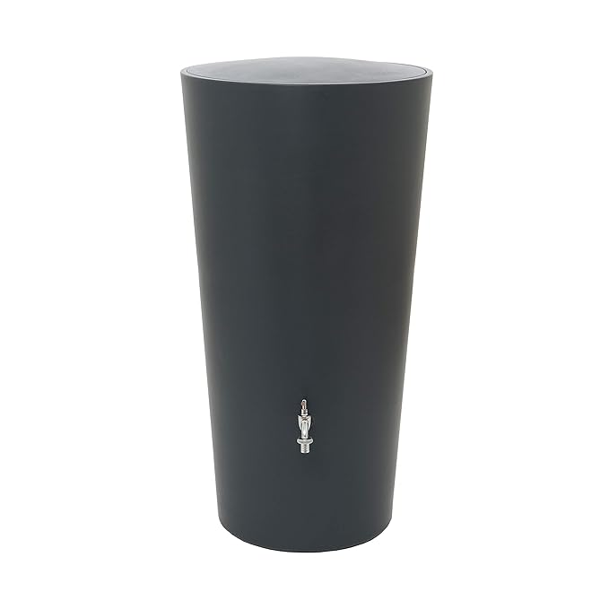 Regentonne anthrazit Regenwassertank Rainbowl 210 Liter aus UV- und witterungsbeständigem Material. Regenfass bzw. Regenwasse