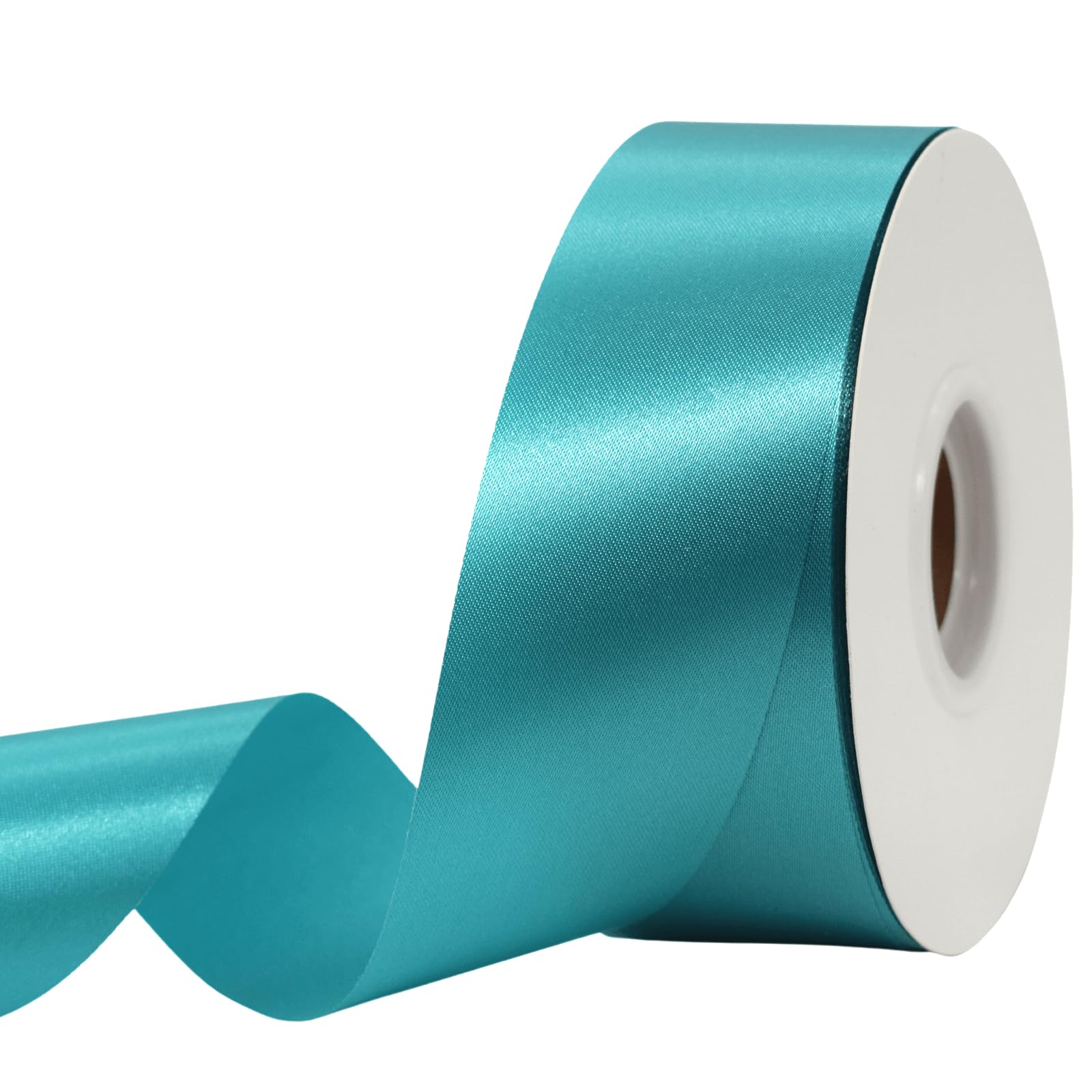 Photo 1 of Turquoise Blue Ribbon 1-1/2 Inch x 50 Yards Satin Ribbon Single Face Ribbon for Crafts, Gift Wrapping, Floral Bouquet, Weddings, and Decorations, with Spool