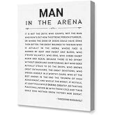 LISTNGBO Man In The Arena Canvas Wall Art,Motivational Quote Canvas Painting Wall Decor for Man Home Office Bedroom Dorm