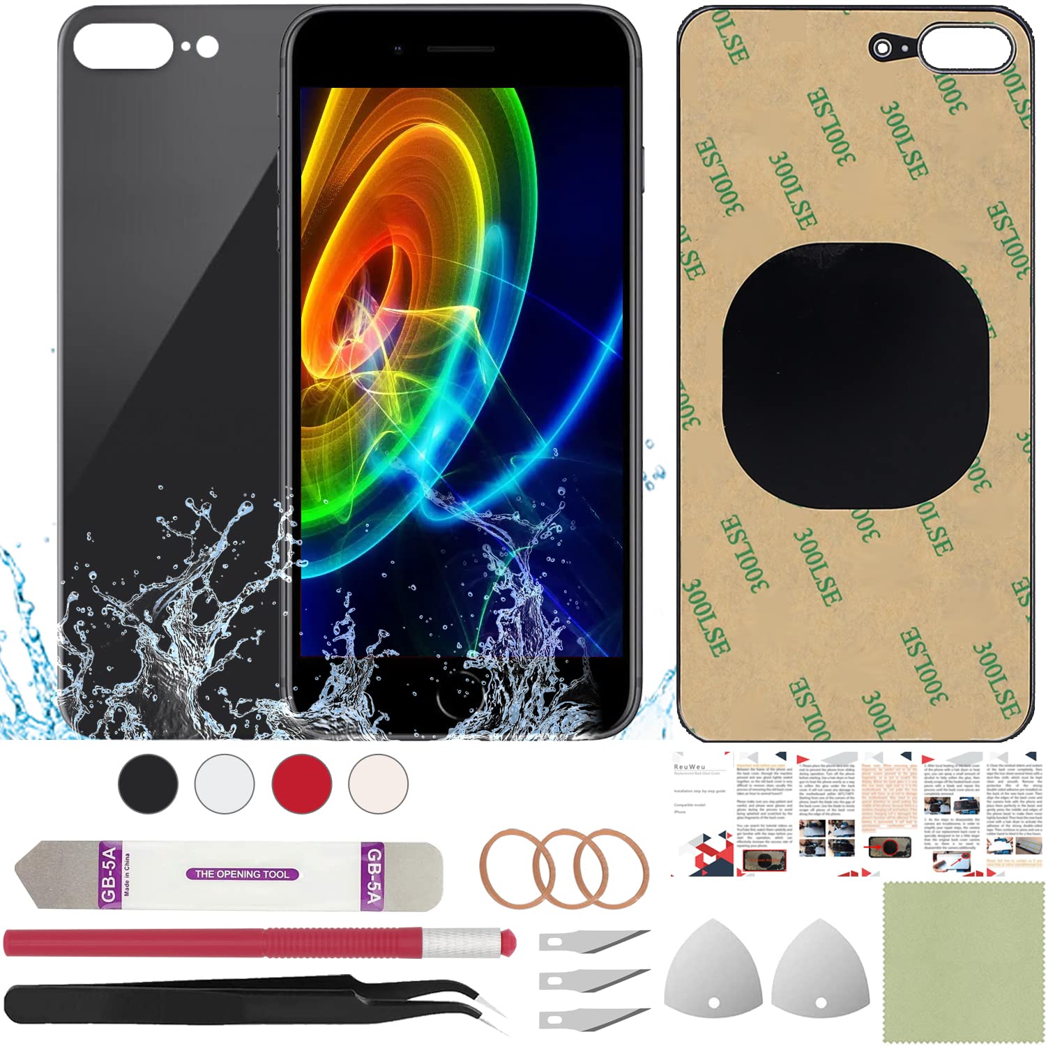 Photo 1 of ReuWeu Back Cover Replacement Compatible with iPhone 8 Plus 5.5" + Professional Tools (Space Gray)