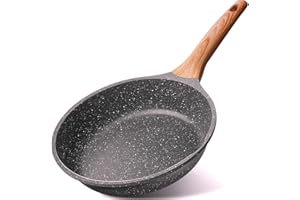 Frigideira Grande Em Cerâmica Cabo De Madeira Fundo Indução Fogão a Gás Elétrico e Indução Saudável Frita Sem Usar Óleo Durável