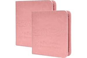 Peisicne 2-Pack Car Registration and Insurance Holder for Women Men, Glove Box Paperwork Organizer with Magnetic Buckle for Easy Access and Protect Documents and Various Cards in Vehicle, Pink