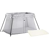 BABYBJORN Travel Crib Light - Silver + Fitted Sheet Bundle Pack