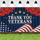 HCHinn Thank You Veterans Day Decorations Banner Photography USA Patriotic Decorations Background 4th of July Remember and Honor for Indoor Outdoor Garden Yard Party Home Decor Memorial