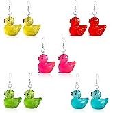 Seakuur 5 Pairs of Cute Duck Dangle Drop Earrings, Funny Resin Little Duckie Pendant Earrings, Indie Aesthetic Creative Personalized Earrings Jewelry Gifts for Women