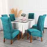 CMAKER Velvet Dining Chair Covers Stretch Slipcover Set of 4 Turquoise view 2