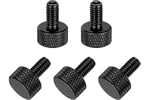 MECCANIXITY 5 Pcs M6x12mm Flat Head Knurled Thumb Screws, Solid Aluminum Alloy Fully Threaded Thumbscrew Bolts Fasteners for PC Computer Cases Graphics Card, Black