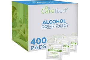 Care Touch Alcohol Wipes Individually Wrapped - Prep Pads with 70% Isopropyl Alcohol, Great for Home, Medical & First Aid Kits Sterilized, Antiseptic 2-Ply Swabs 400 Count