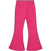 Noomelfish Girls Ribbed Flared Pants Cotton Ruffle Leggings Bell Bottoms (4-12 Years)