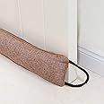 Marwood Under Door Draft Stopper 38 inch Wind Stopper for Door & Window, Weighted French Air Draft Stopper Front Door Snake Noise Blocker for Bottom of Door with Hanging Loops - Brown