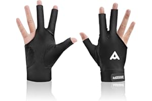 AsbaSweet Pool Glove Left Hand, Billiards Gloves 3-Finger Lycra Glove with Anti-Slip Silicone & Breathable – Billiard Gloves Popular Sizes for Men & Women
