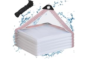 WELACYMET Clear Waterproof Tarp with Grommets 4x6ft,Heavy Duty Clear Vinyl Plastic Tarps for Winter Outdoor,Transparent Tarpaulin PVC Tarps Covering for Patio Henhouse Porch Canopy Plant Camping