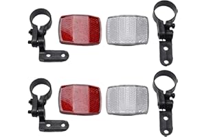 Bike Safety Reflectors, Front & Rear, Red & White, Quick Mounting System (2 pair)