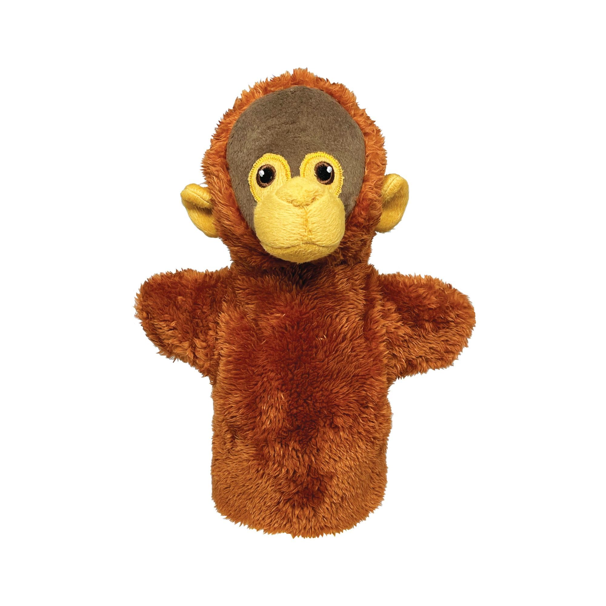 EcoBuddiez Hand Puppet - Orangutan from Deluxebase. Plush Puppets made from Recycled Plastic Bottles. Eco-Friendly Animal Toy for Pretend Play, Kids Gifts and Party Favours.