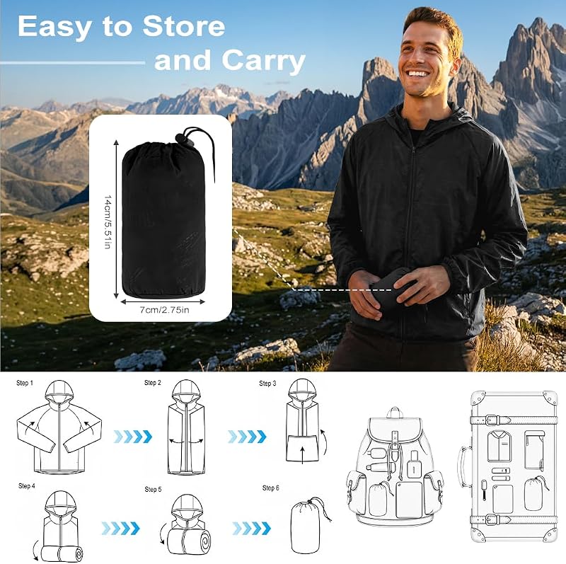 Hombre Chaqueta Impermeable, Chubasquero Hombre Impermeable