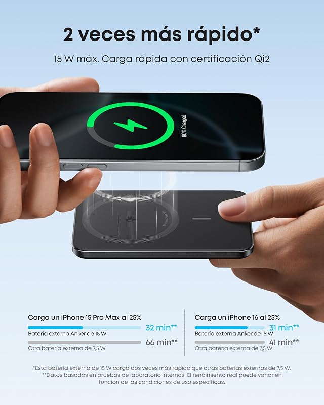 Nano Qi2 Certificado 15W Magsafe Ultra-fino 5000 mAh Power Bank, carregador portátil compatível com MagSafe, design ergonómico, apenas para iPhone 17/16 Pro Max/15/14/13/12