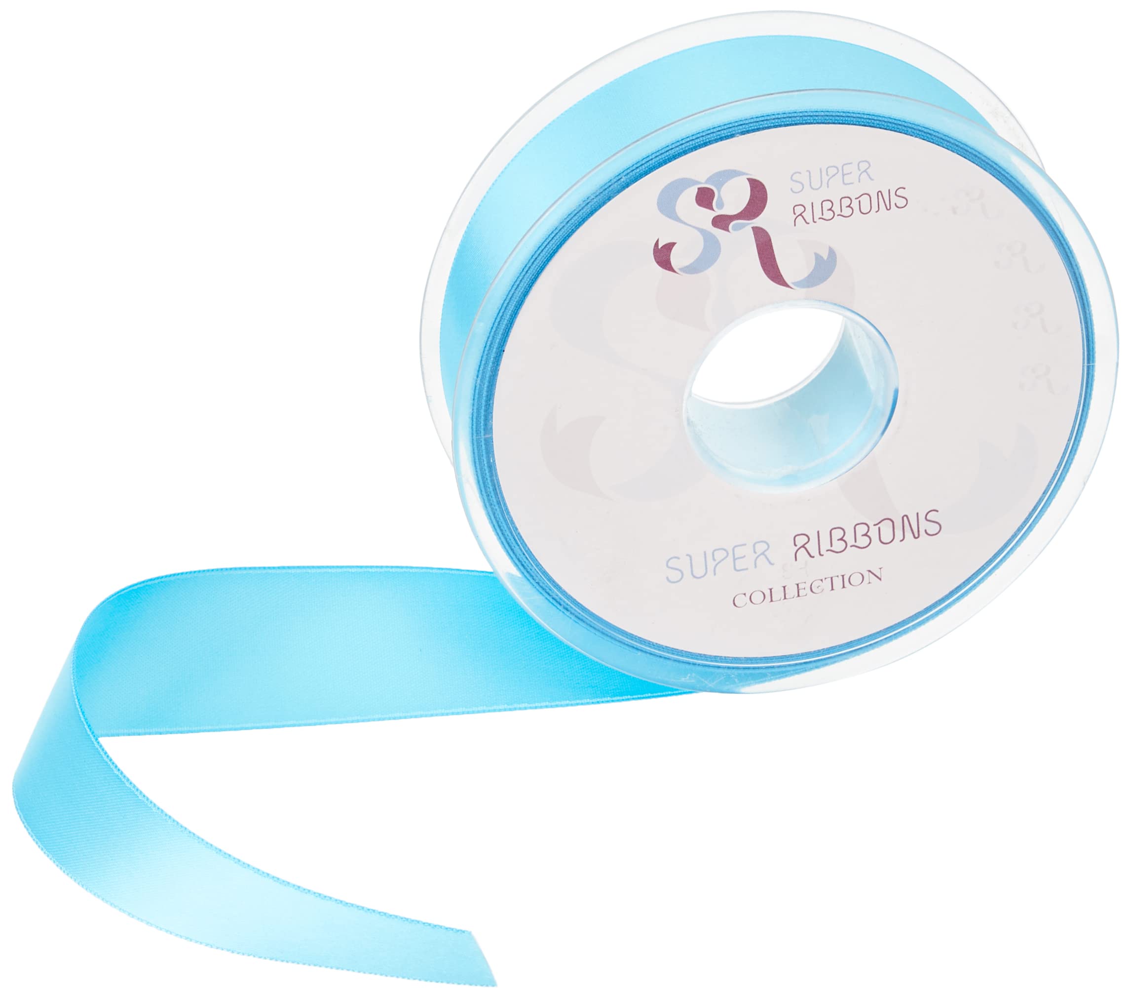 SR SUPER RIBBONS®™- Full Reel 25mm Double Faced Satin Ribbon, 20 Metres on Reel - Turquoise
