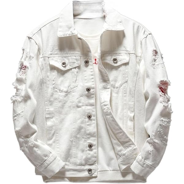 ロンハーマン　定価50,600円White Denim Jacket 新品未使用 Amazon.com: FIVETOSEVEN Men Punk Denim Jackets Letter