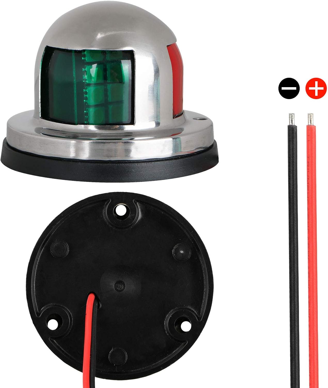 Linkstyle 12v Marine LED Boat Navigation Lights, Waterproof Marine Navigation Lamp Marine Boat Bow Lights with Red and Green LED for Boat Pontoon Yacht Skeeter[Stainless Steel Shell] : Sports & Outdoors