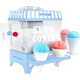 Nostalgia Snow Cone Machine &ndash; Retro Table-Top 8 Oz Snow Cone Maker Makes 20 ICY Treats&ndash; Countertop Slushie Machine Includes 2 Reusable Plastic Cups &amp; Ice Scoop-Vintage Blue