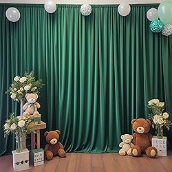 Hunter Green Backdrop Curtain-Wrinkle-Free