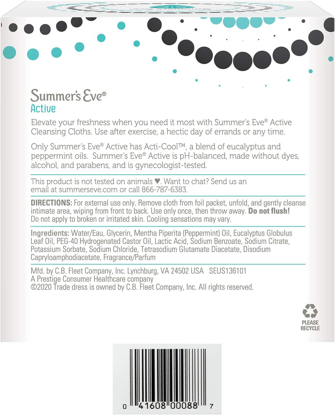 Summer's Eve Active Cooling Feminine Cleansing Cloths: Health & Personal Care