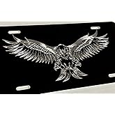 Engraved US American 3D Fierce Eagle Diamond Etched Car Tag Vanity License Plate