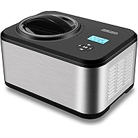 KUMIO 1.5 Quart Ice Cream Maker with Compressor, No Pre-Freezing, 4 Modes Ice Cream Maker Machine with LCD Display, Timer, Au