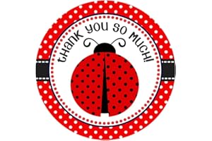 Ladybug Thank You Sticker Labels for Girl Birthday or Baby Shower Party Favor Labels by Adore By Nat - Set of 30