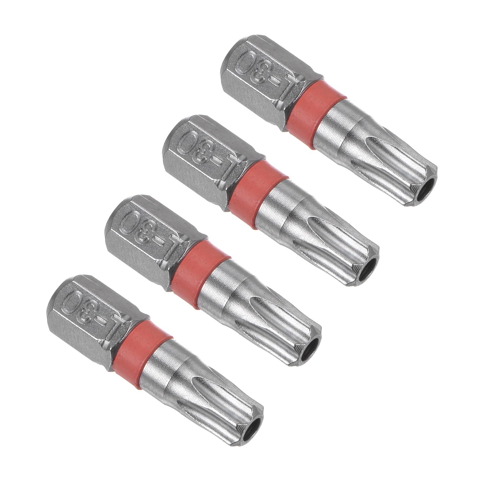 CoCud Magnetic Torx Screwdriver Bit, T30 25mm Length 1/4" Hex Shank, S2 Steel Star 6 Point Drill Driver Tamper Proof - (Applications: for Auto Repair), 4-Pieces