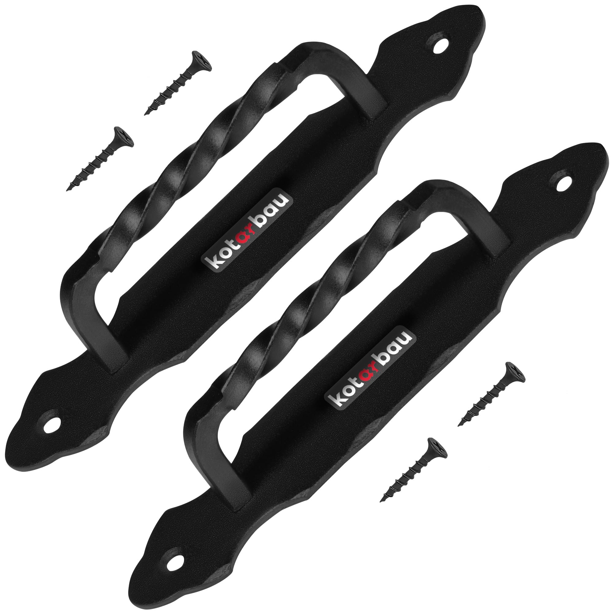 KOTARBAU - Door Handle 190 mm – Set of 2 – Wrought Iron Hand Grip – Black Door Knob – Steel – Gate Handle – Door Hardware – Sliding Door