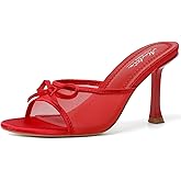 Mostrin Kitten Heels for Women Round Toe Heels With Bow Vintage Mules Sexy Slip on Stiletto Backless Sandals for Party Daily