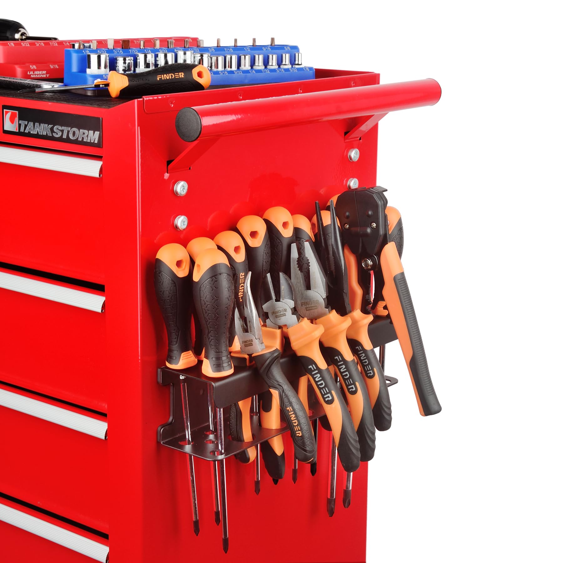 MUTUACTOR Screwdriver Organiser Rack Heavy Duty,Magnetic Mount Screwdriver Holder Plier Organiser,Magnetic Tool Holder Storage Holder for Various Screwdrivers Pliers Shears Tool Chest Cart Workbench