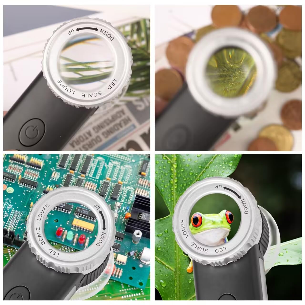 30X Jewelry Loupe with 7 Light, USB Rechargeable Foldable Handheld Magnifying Glass with Jade Appraisal Flashlight for Jewelry Appraisal, Coins, Gemstones