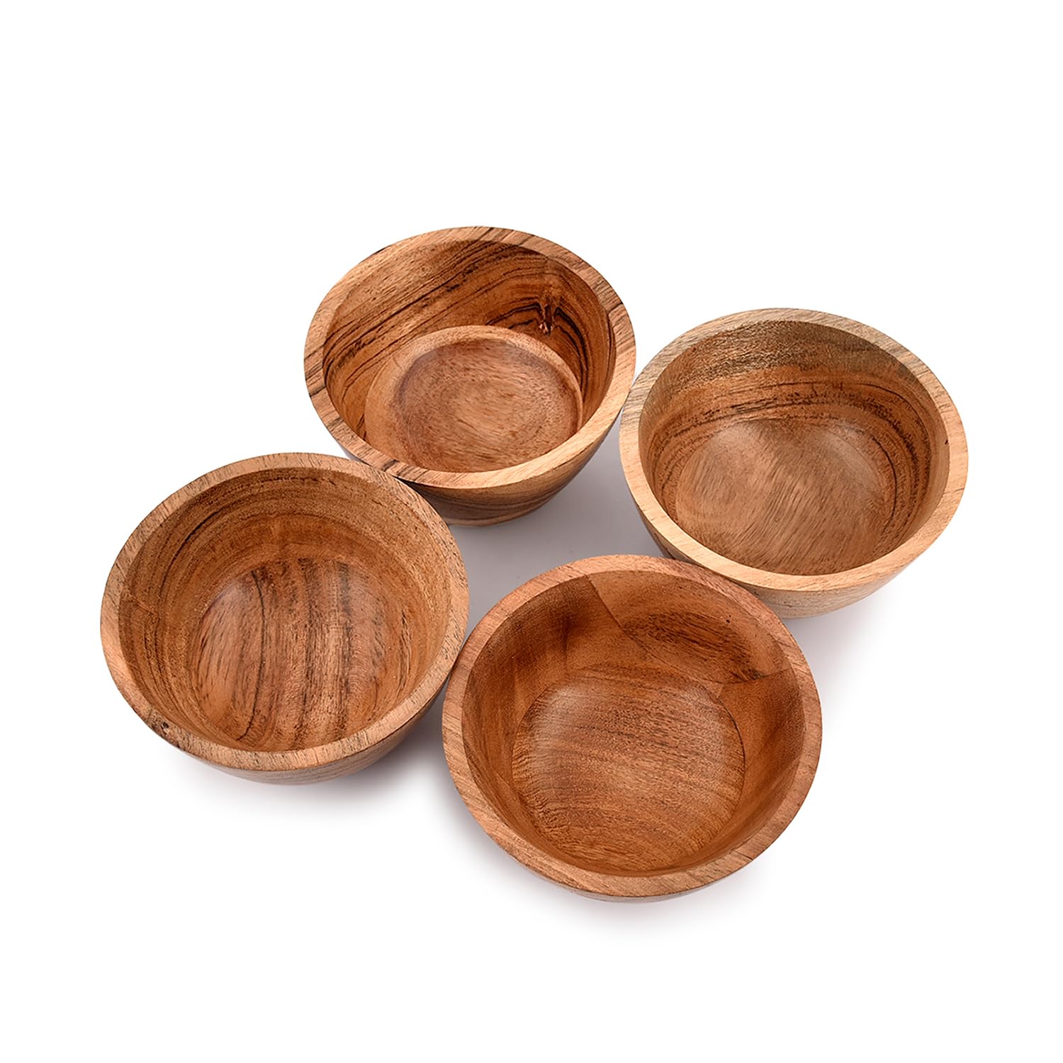 NIRMAN Acacia Wood Bowl Sets of 4 for Kitchen Meal Party and Nuts, Candy, Appetizer, Snacks, Olive (4.5" x 4.5" x 2.5") - Image 3