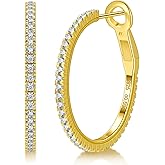 Ladylike Moissanite Hoop Earrings, 1.17-2.19cttw D Color VVS1, 925 Sterling Silver Large Huggie Hoop Earrings for Women, Hypoallergenic Lightweight Wedding Ear Jewelry, 30mm 40mm 50mm