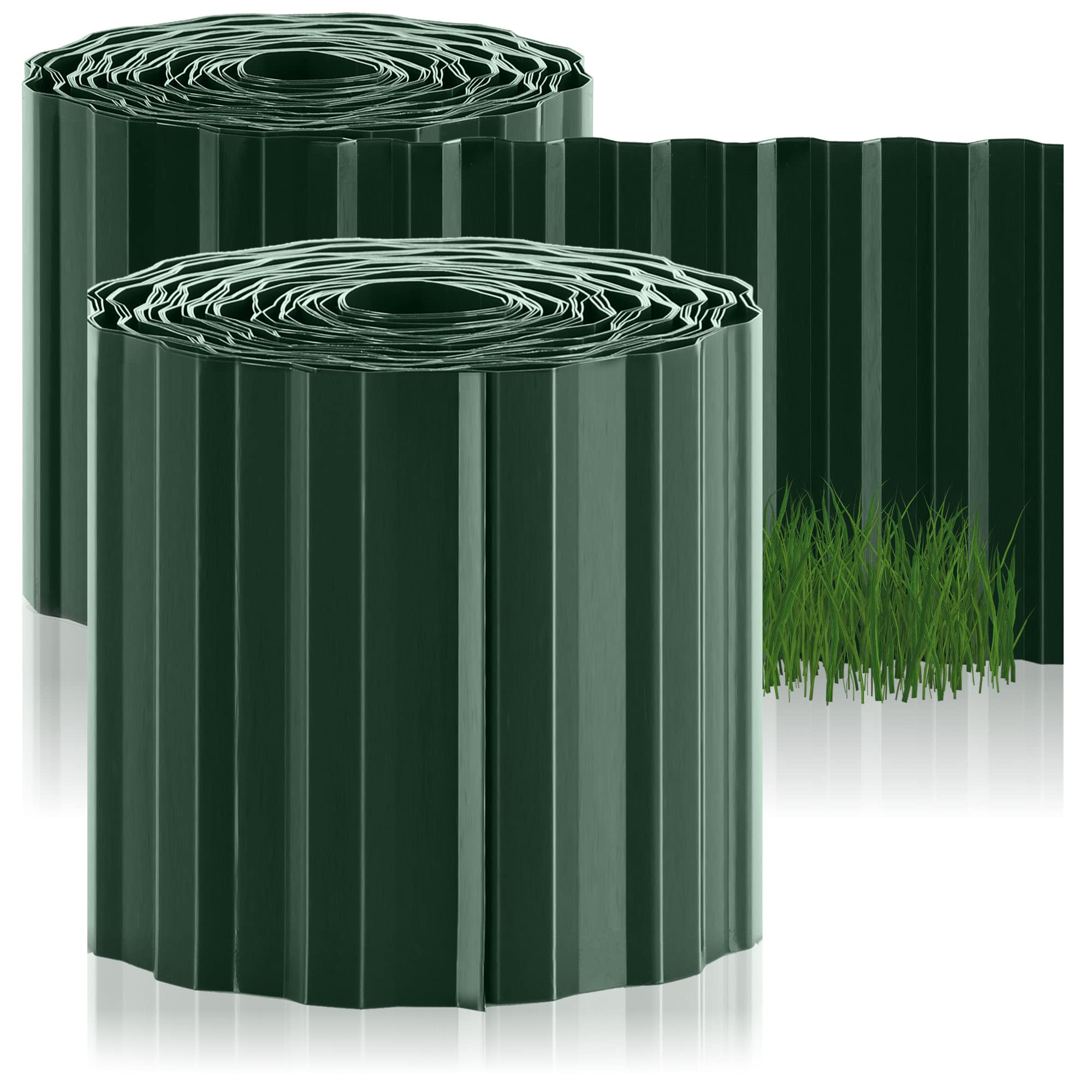 COM-FOUR® 2x lawn edge 15 x 900 cm made of plastic - flexible bed edging for lawn, flower bed or as a mowing edge - grass edge, length individually adjustable - bed edging