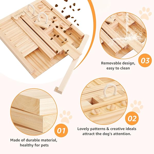 LOOBANI DOG PUZZLE TOYS WOODEN – INTERACTIVE TOYS FOR BOREDOM, IQ TRAINING AND MENTAL BRAIN STIMULATION, TREAT DISPENSING AND ENTERTAINMENT/FOOD SLOW FEEDER FOR SMALL TO LARGE DOGS