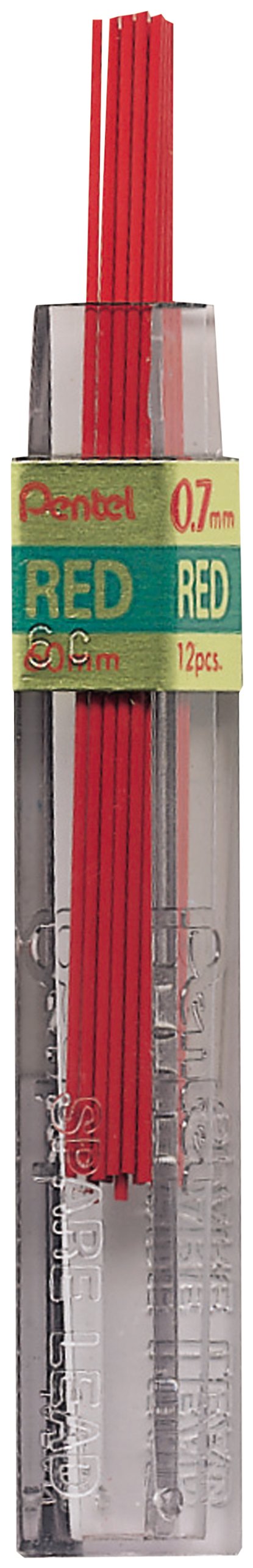 Pentel 0.7mm Coloured Pencil Leads - Red (Tube of 12)