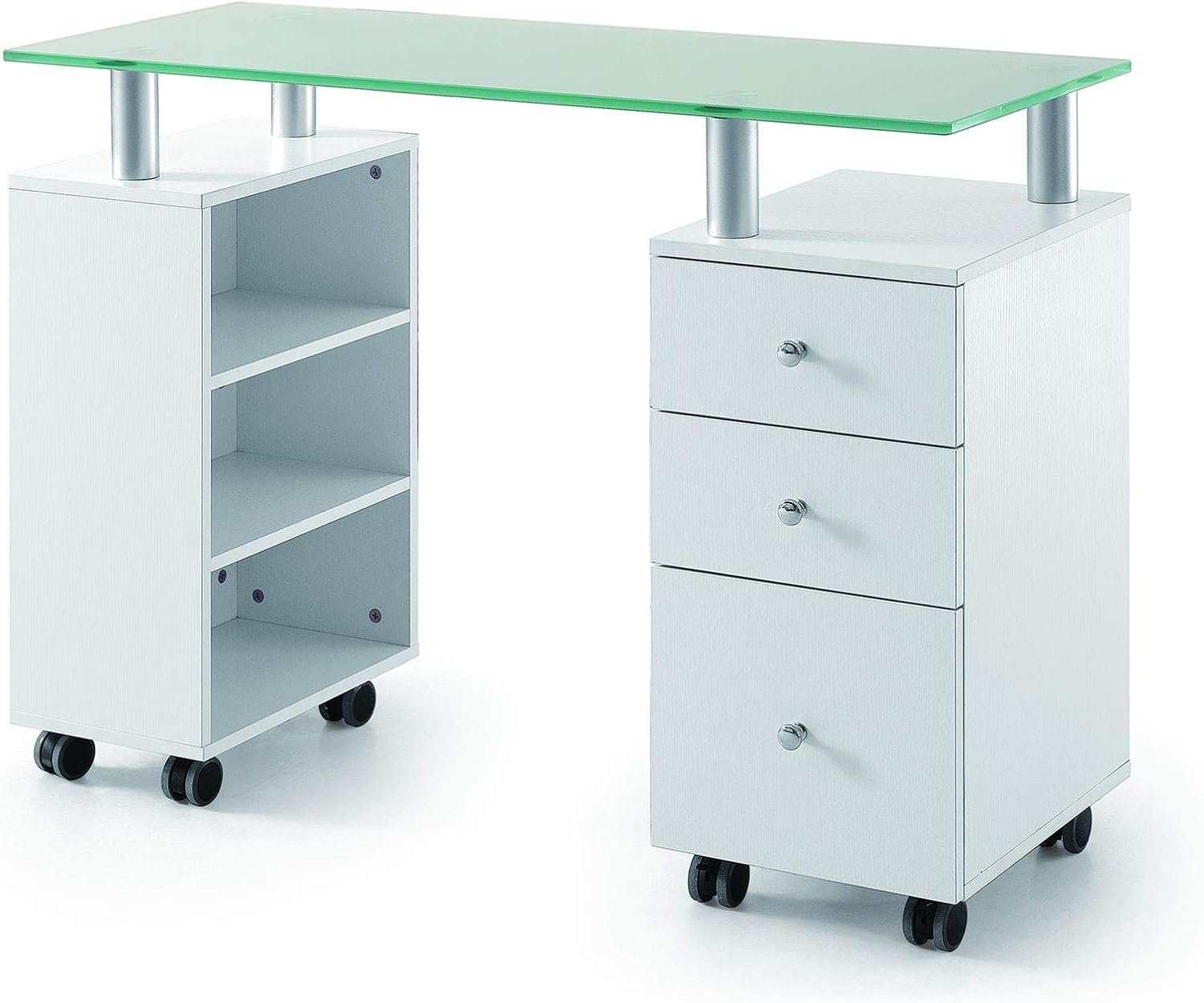 Glass manicure table nail station desk beauty salon work station with