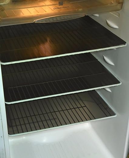 Kuber Industries PVC 6 Piece Fridge Mat Set - Black