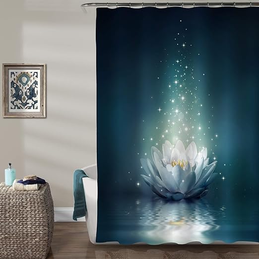Amazon Com Mitovilla Magic Lotus Floral Shower Curtain Glowing