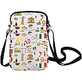 LEVLO Italy Travel Cross Body Bag Rome Souvenir Gift Pisa Tower Shoulder Bag Italy Vacation Sling Bag For Traveller