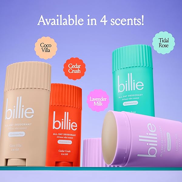 BILLIE ALL DAY DEODORANT, 24-HOUR ODOR PROTECTION, ALUMINUM-FREE, COCO VILLA, 2.6OZ
