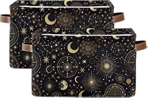 YANENDIE Storage Basket Celestial Storage Bin, Foldable Storage Cube for Shelves Closet Living Room 2PCS